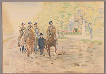 Patrouille konny w Alejach Ujazdowskich w 1905 r., Stanisław Masłowski